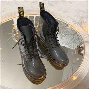 Dr. Martens Gray Patent Leather Boots